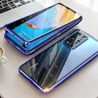 360° Double Sided Transparent Glass Magnetic Phone Case For Honor magic 4 5 Ultimate 6 Lite 7 Pro Metal Lens Protector Cover