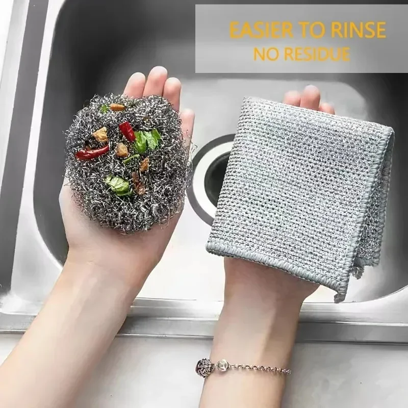 New Wire Rust Removal Cleaning Cloth Kitchen Mesh Cleaning Cloth Reusable Cleaning Rag Microwave Stove Clean Tools Dish Cloth