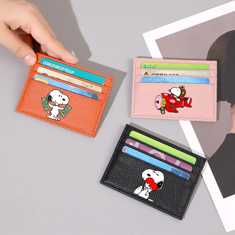 

Кошелек-картхолдер Snoopys из искусственной кожи для ID-карт и банковских кредитных карт, тонкий, с несколькими отделениями, модный женский кошелек, милый мультяшный кошелек для монет