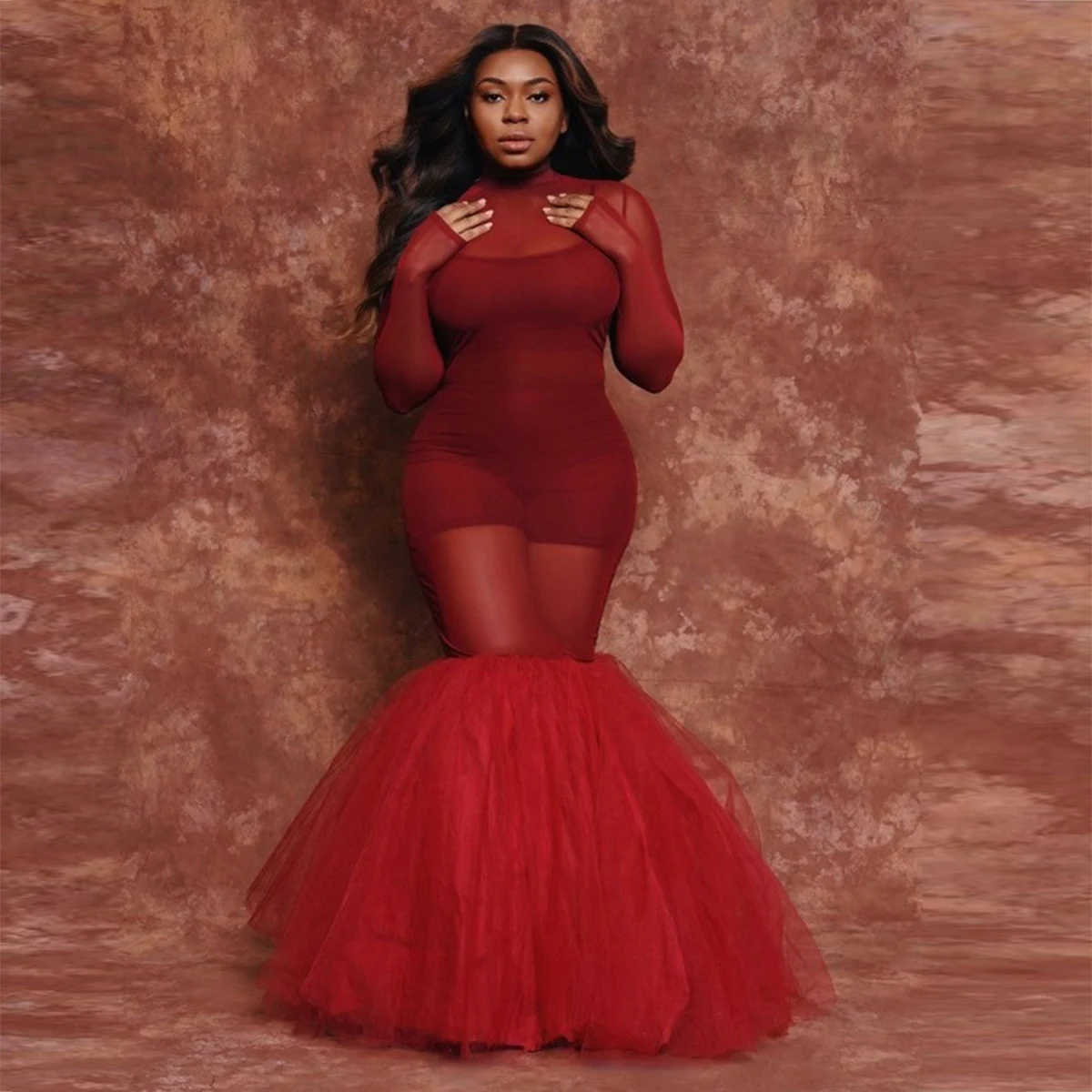 

Sheer Mesh Mermaid Prom Dress Aso Ebi Tulle Trumpet See Through Prom Party Dress Robe De Soiree Women Formal Wear Photoshoot