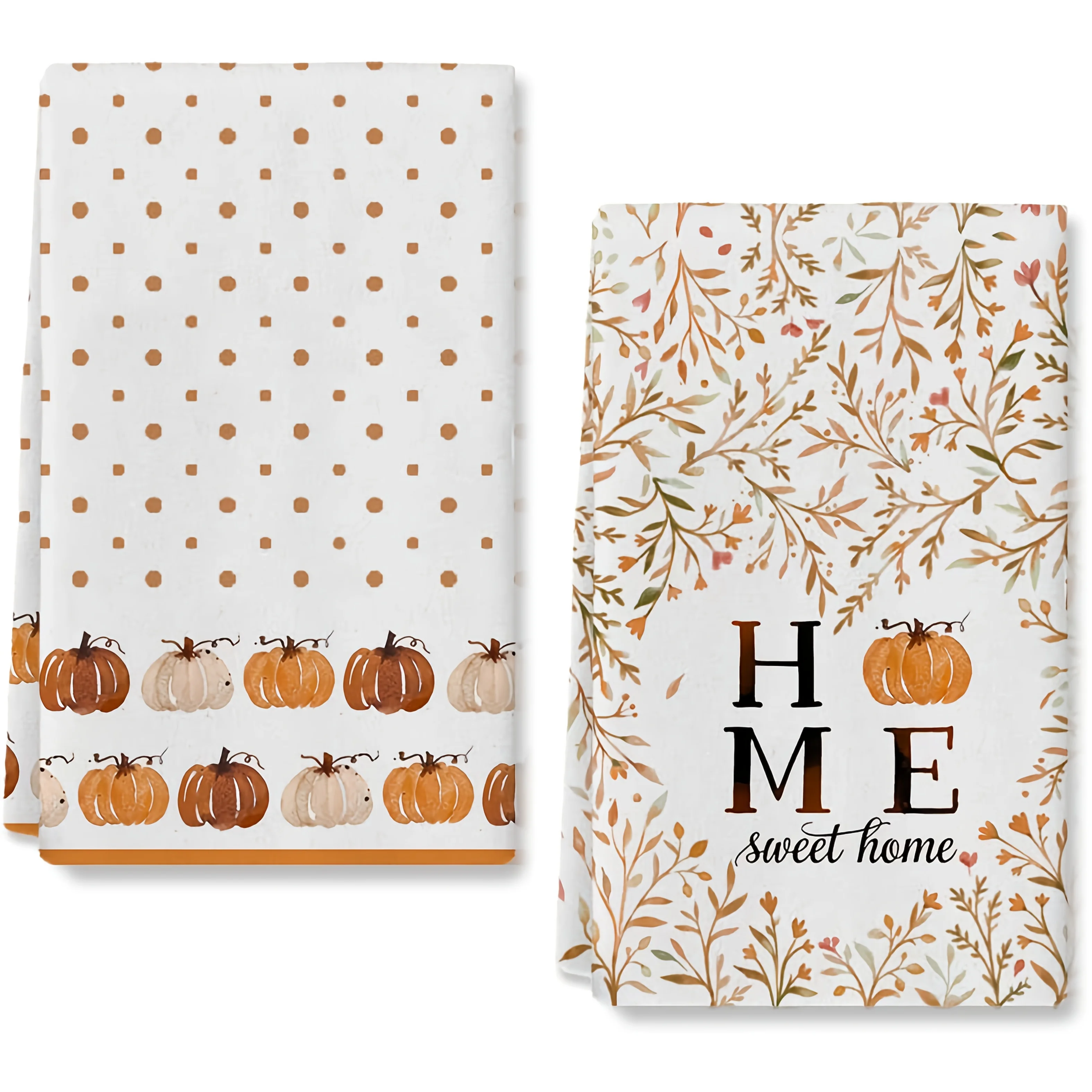 Cleaning cloth, kitchen towels 2 packs autumn kitchen towels orange rust polka dots