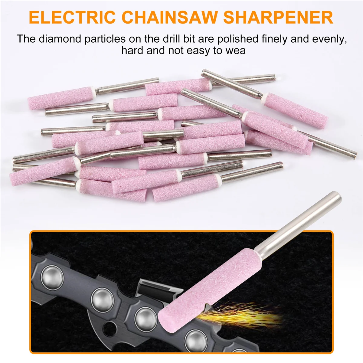 20 Pack Chainsaw Sharpener Grinding Stones Polishing Grinding Tool for Chainsaw Sharpener 3/16 Inch/ 4.8 mm