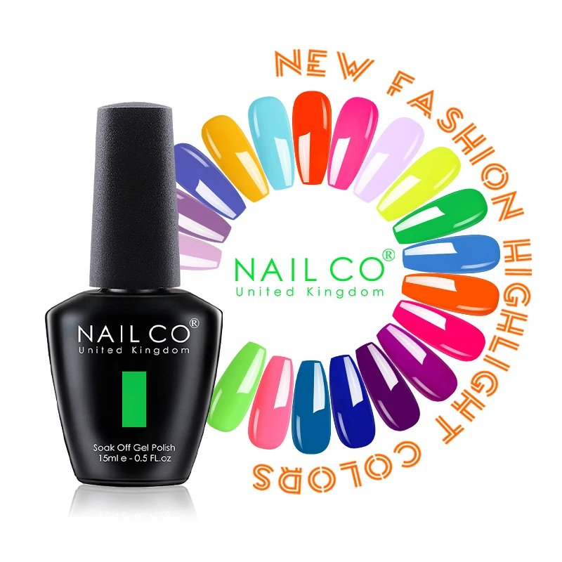 Nailco fluorescente 98 cores topo gel unha polonês uv 15ml transparente embeber fora de longa duração gel laca arte do prego para manicure