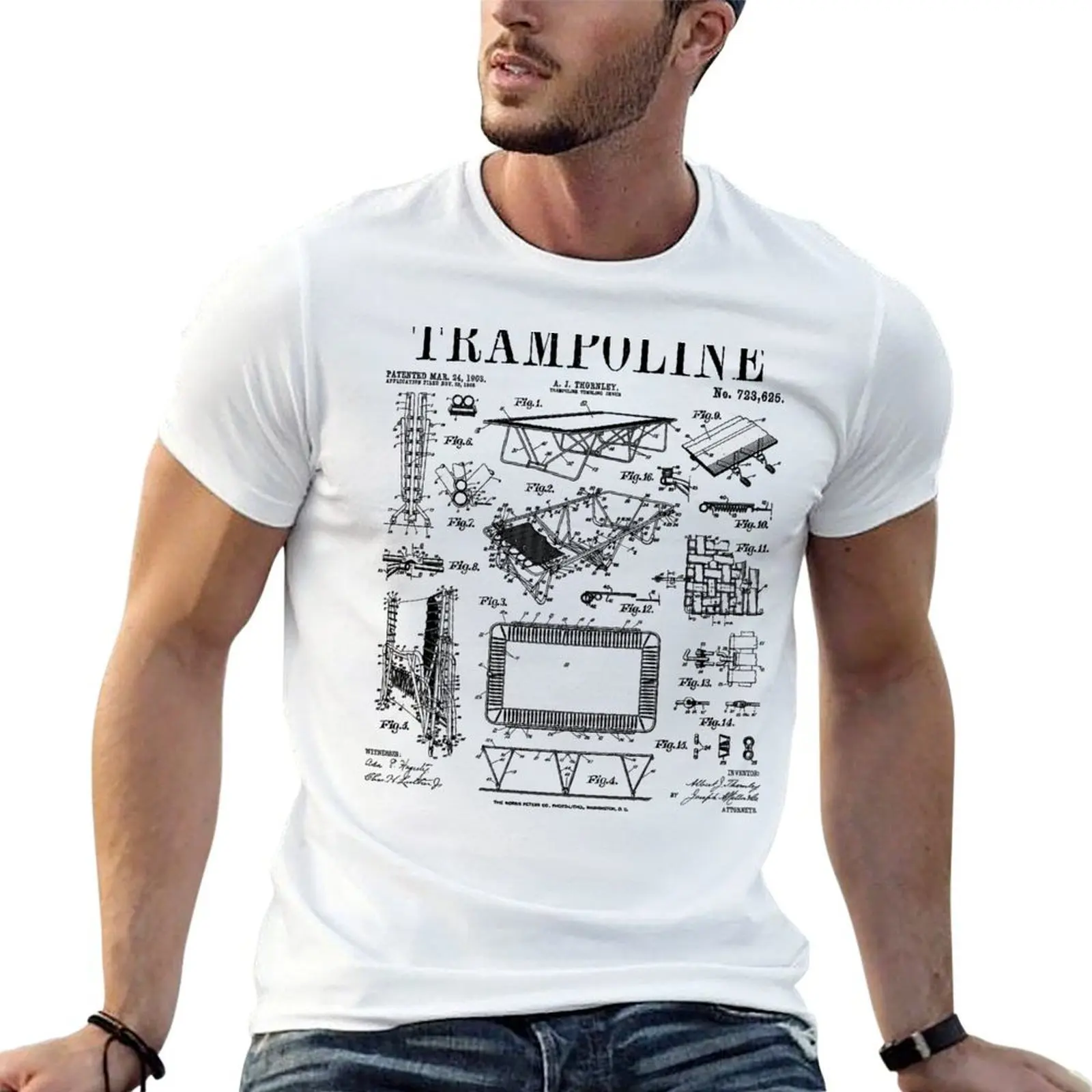 Trampoline Gymnastic Trampolinist Funny Vintage Patent Print T-Shirt graphics Aesthetic clothing sweat shirts, men