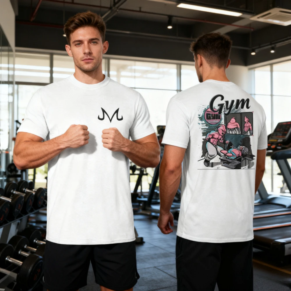 مطبوعة لعبة دراغون بول ماجين بو وباتريك في الصالة الرياضية تي شيرت الرجال والنساء طاقم الرقبة قصيرة الأكمام تي شيرت قطني صيفي كامل