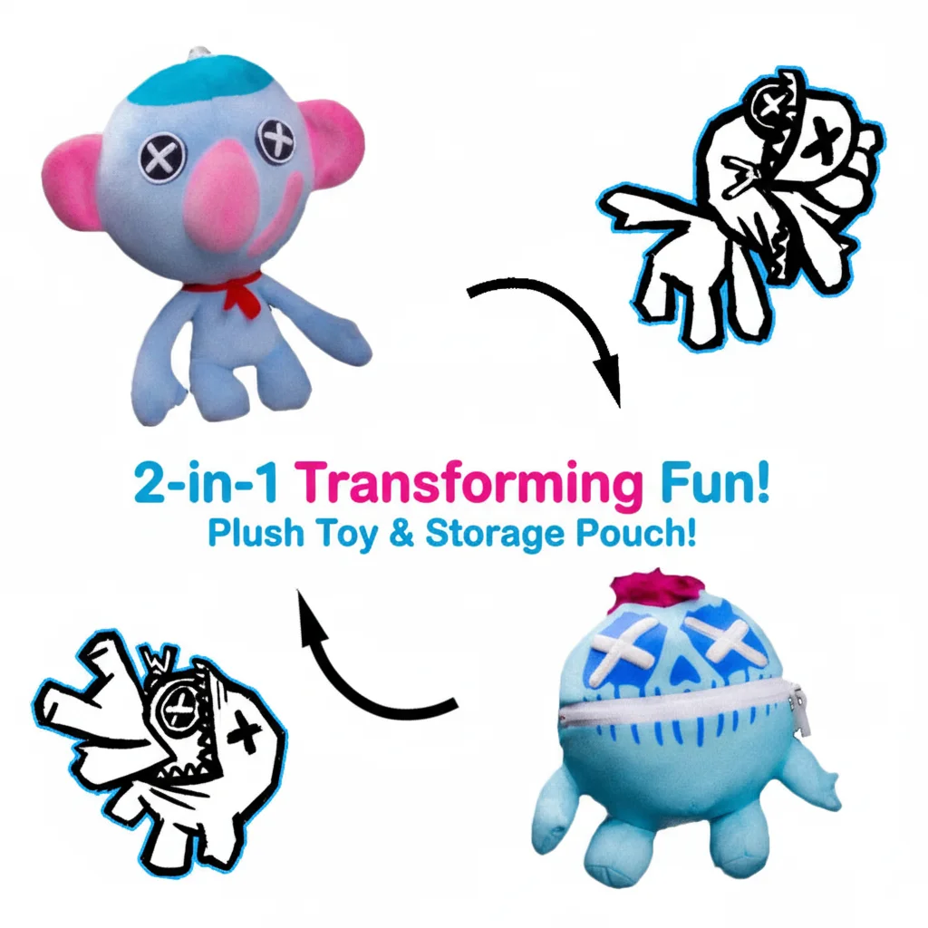 

Poppyy 5 Playing Monster Plush Doll Reversible Plush Toy Cartoon Monster Soft Stuffed Toy Kids Gift Game Character Plush Toy