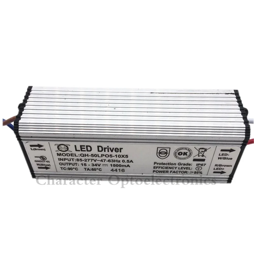 2pcs High Quality LED Driver DC15-34v 50w 1500mA 5-10x5w LED Power Supply Waterproof IP67 FloodLight Constant Current Driver