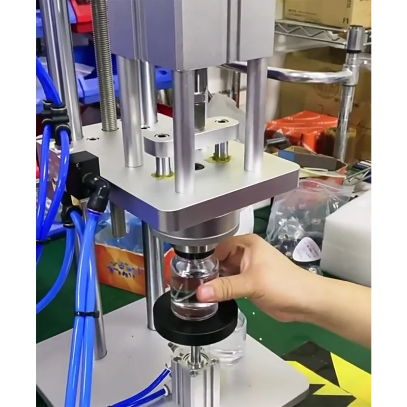 LY Capping Sealing Machine Perfume Bottle Spray Bottle Capper Option Manual Pneumatic for Collar Ring Crimping Vial Top Pressing