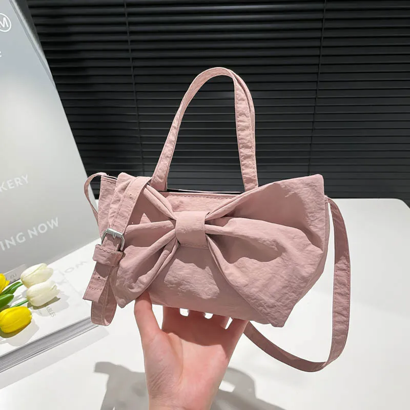 

Fashion Bow Design Women Shoulder Armpit Bags Lightweight Portable Ladies Crossbody Bag Simple Solid Color Girls Phone Handbags