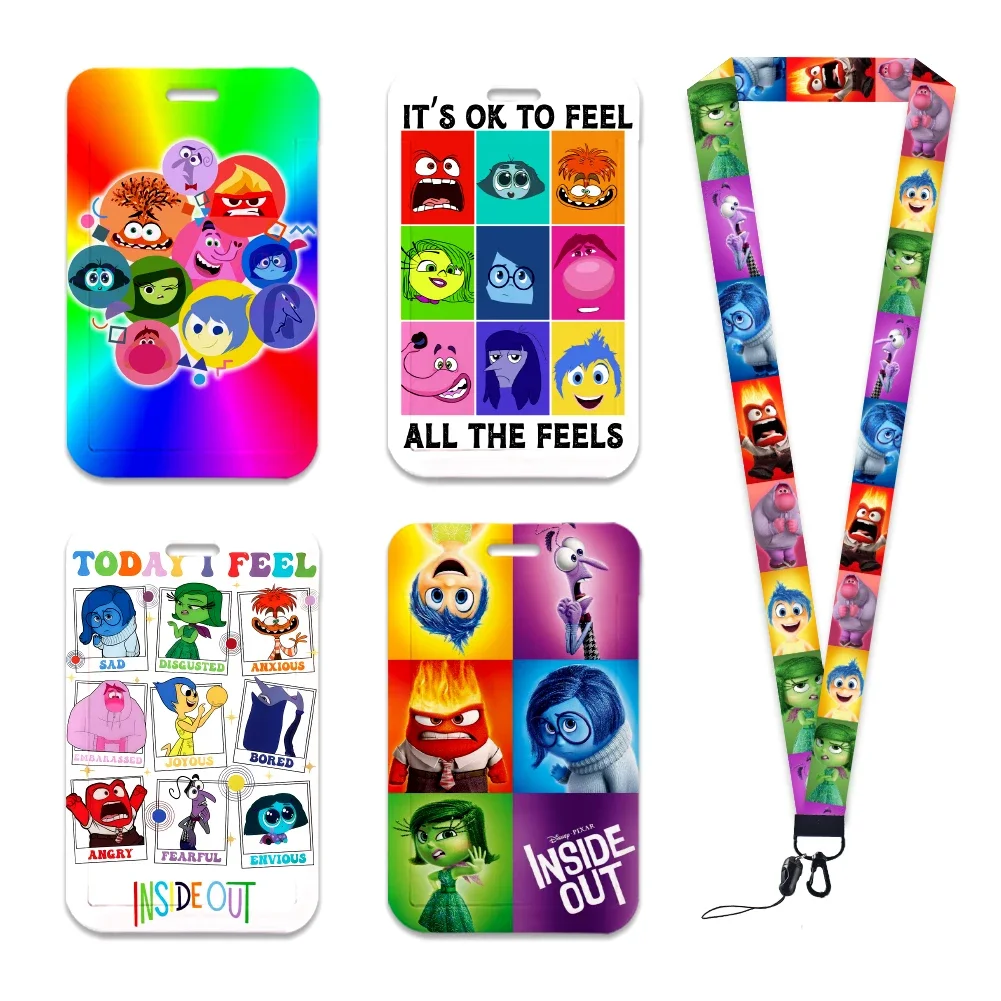 Disney Inside Out Neck Strap Polyester Stationery ID Card Holder Lanyard Keychain ID Gift Badge Holder