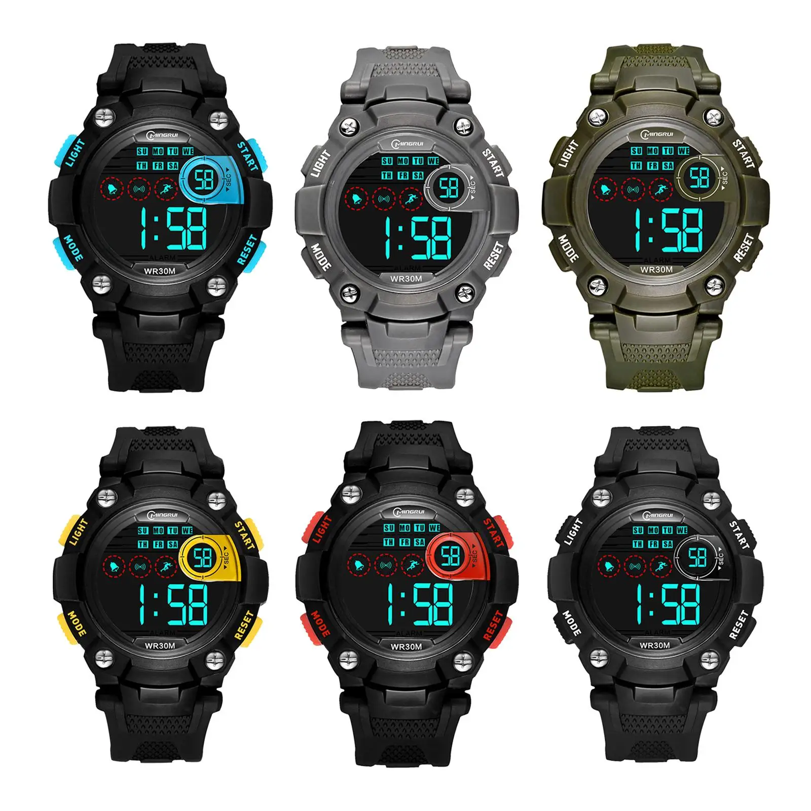 Waterproof Electronic Watch for Swimming Sport Outdoor Multifunction Digital Alarm Stopwatch Calendar Luminous Display Student