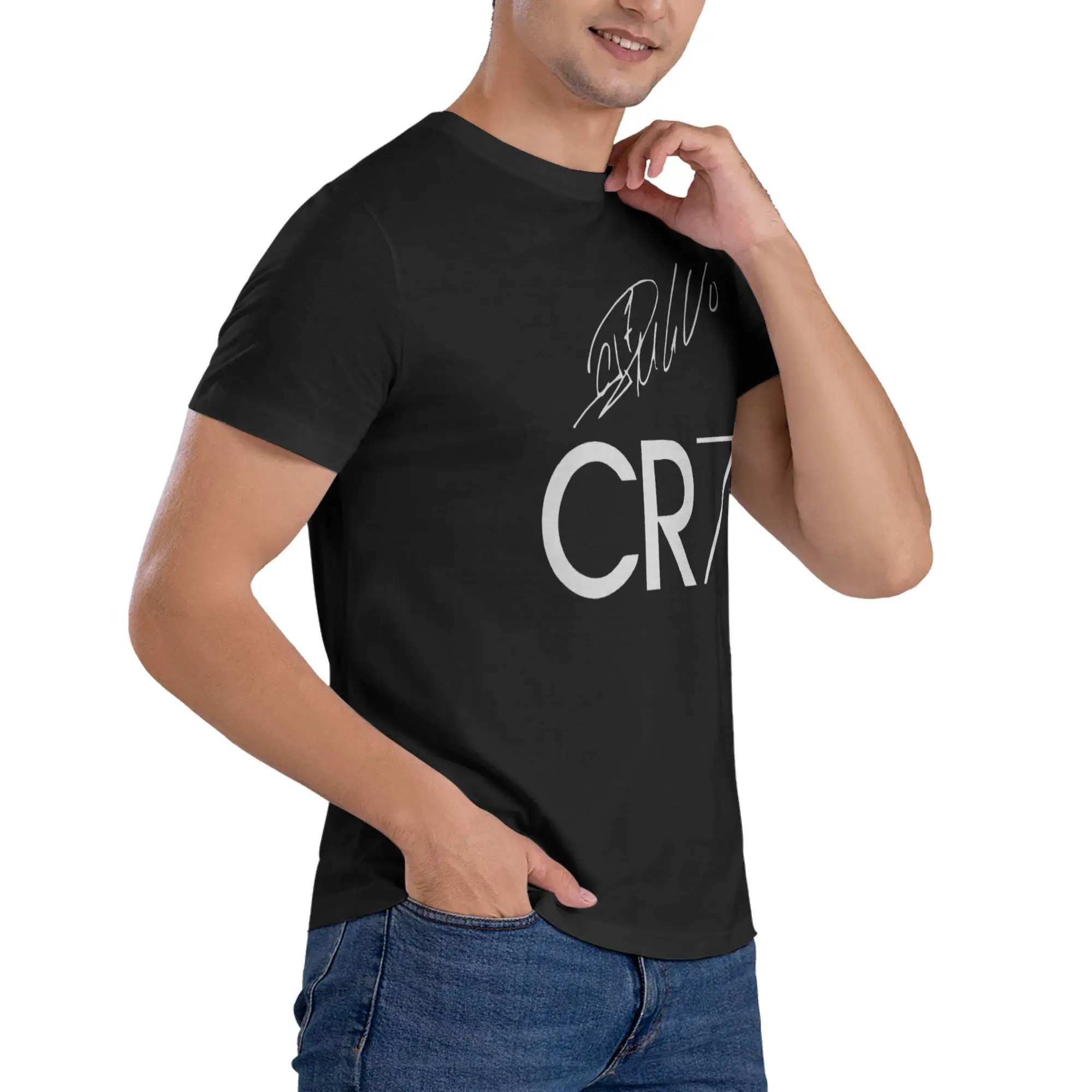 تي شيرت كرة القدم رونالدوس CR7 المميزة للرجال من القطن الخالص لمحبي كرة القدم تي شيرت بأكمام قصيرة تي شيرت ملابس بقصة ضيقة هدية #5