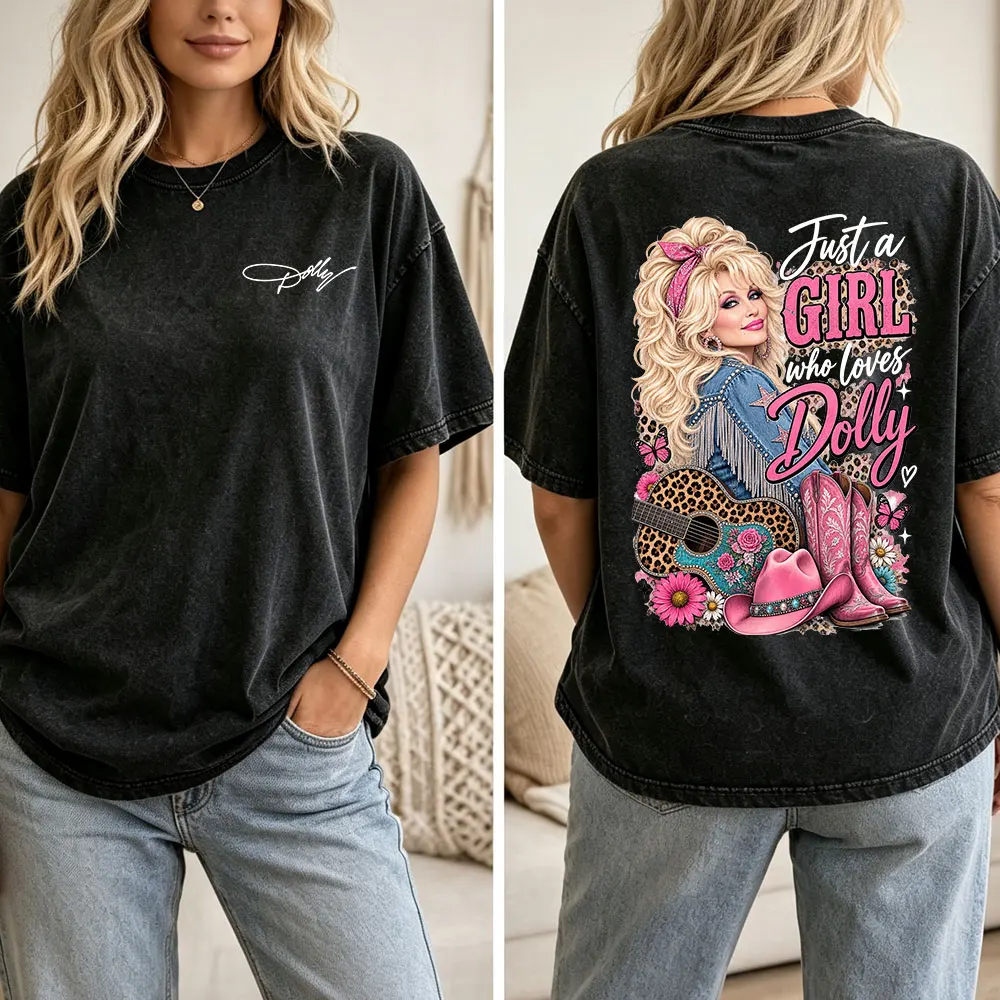 Dolly Parton Country Music Double Sided Print Vintage Washed T Shirts Men Women Clothing Fashion Casual Short Sleeves T-shirts