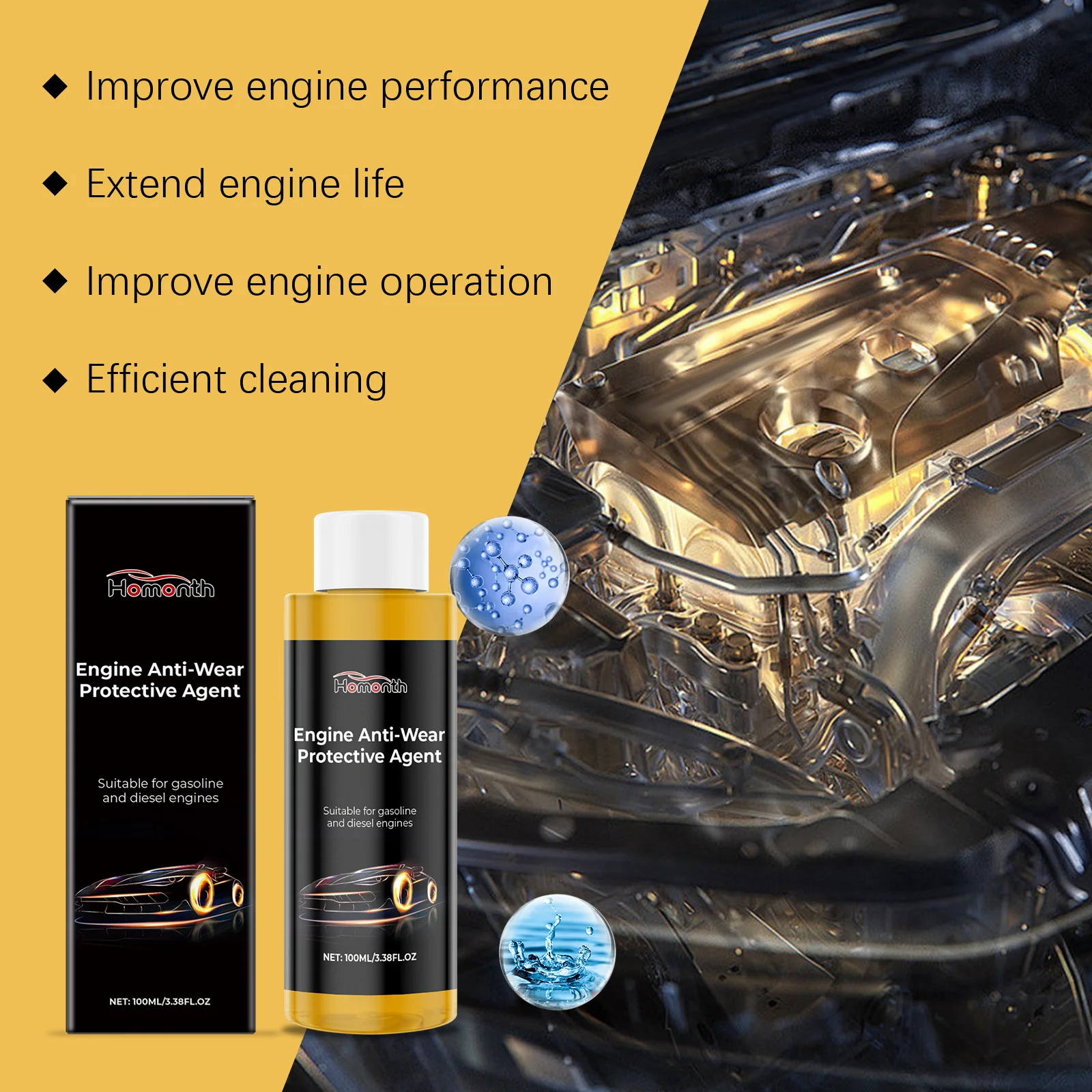 Engine Anti-Wear Protection Additive Reduces Friction Noise Reduction Jitter Strong Oil Burning Agent Improve Engine Efficiency