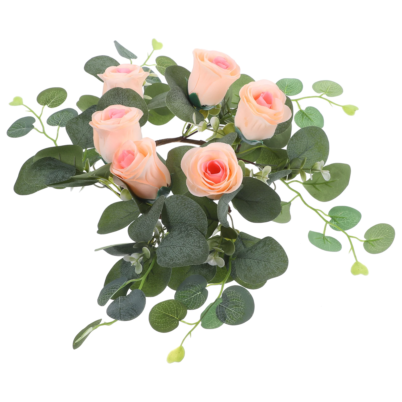 

1pc Silk Rose Flower Ring Decorative Artificial Floral Decoration Home Wedding Party Table Door Hanging Garland Ornament