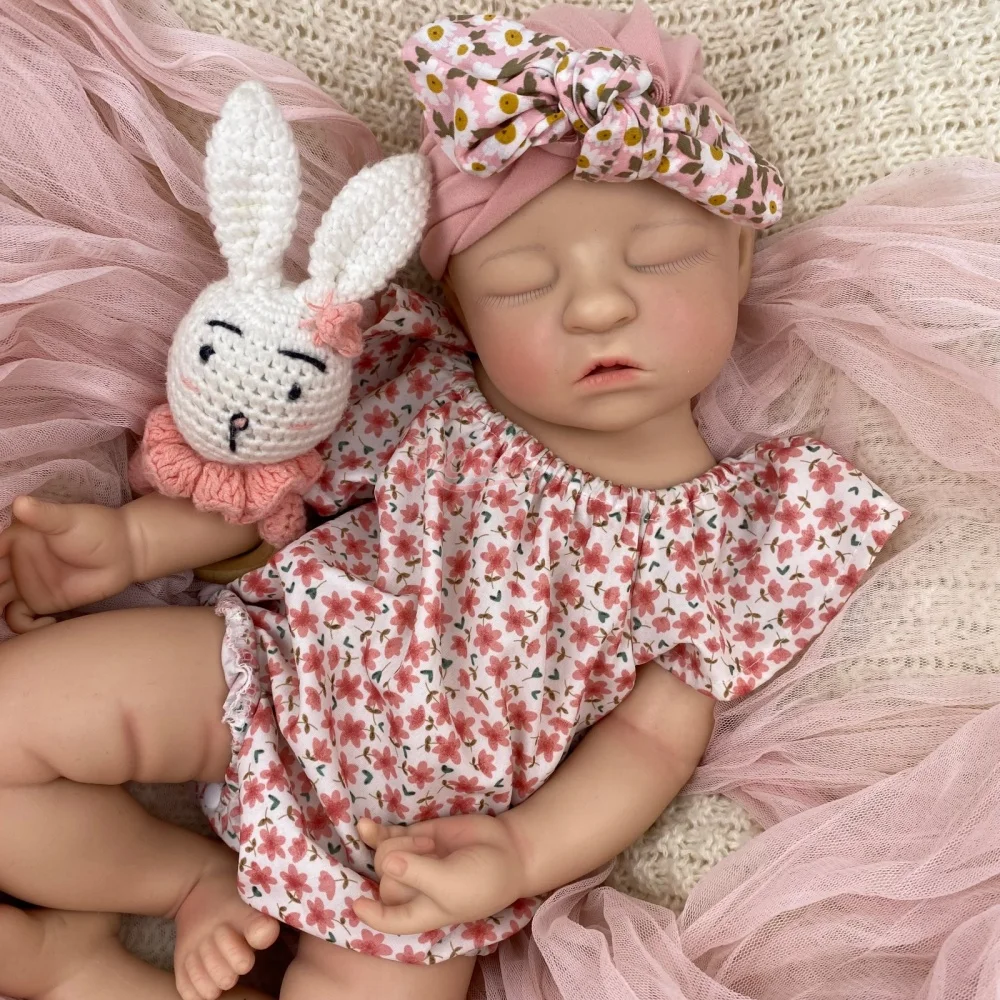 50cm Full Body Soft Silicone Reborn Girl Flexible Limbs & Head Lifelike Visible Veins Weighted Doll for Emotional Calming Auxili