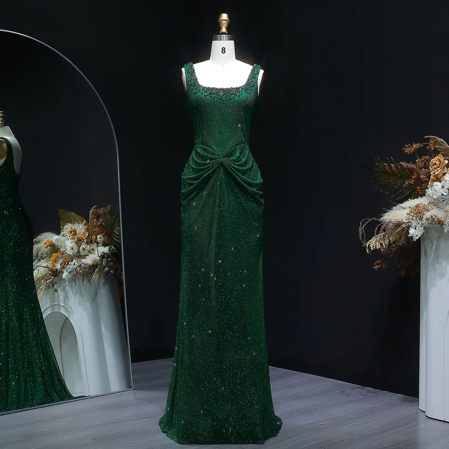 Sharon Said Arabisches Dubai Luxus Weinrotes Meerjungfrauenkleid mit Quadratischem Ausschnitt Saudi-Arabien Formelles Abendkleid für Abschlussball und Partys SS655 Maßanfertigung – Detail 8