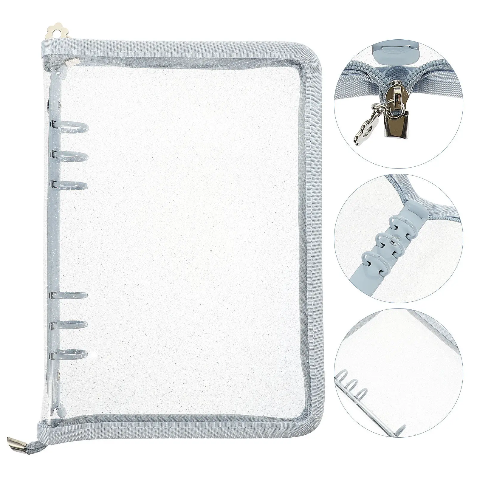 

Wipe Clean PVC Zipper Binder Shell for Notebook Diary Journal Scrapbook Planner 6 Rings Loose Leaf Aesthetic School