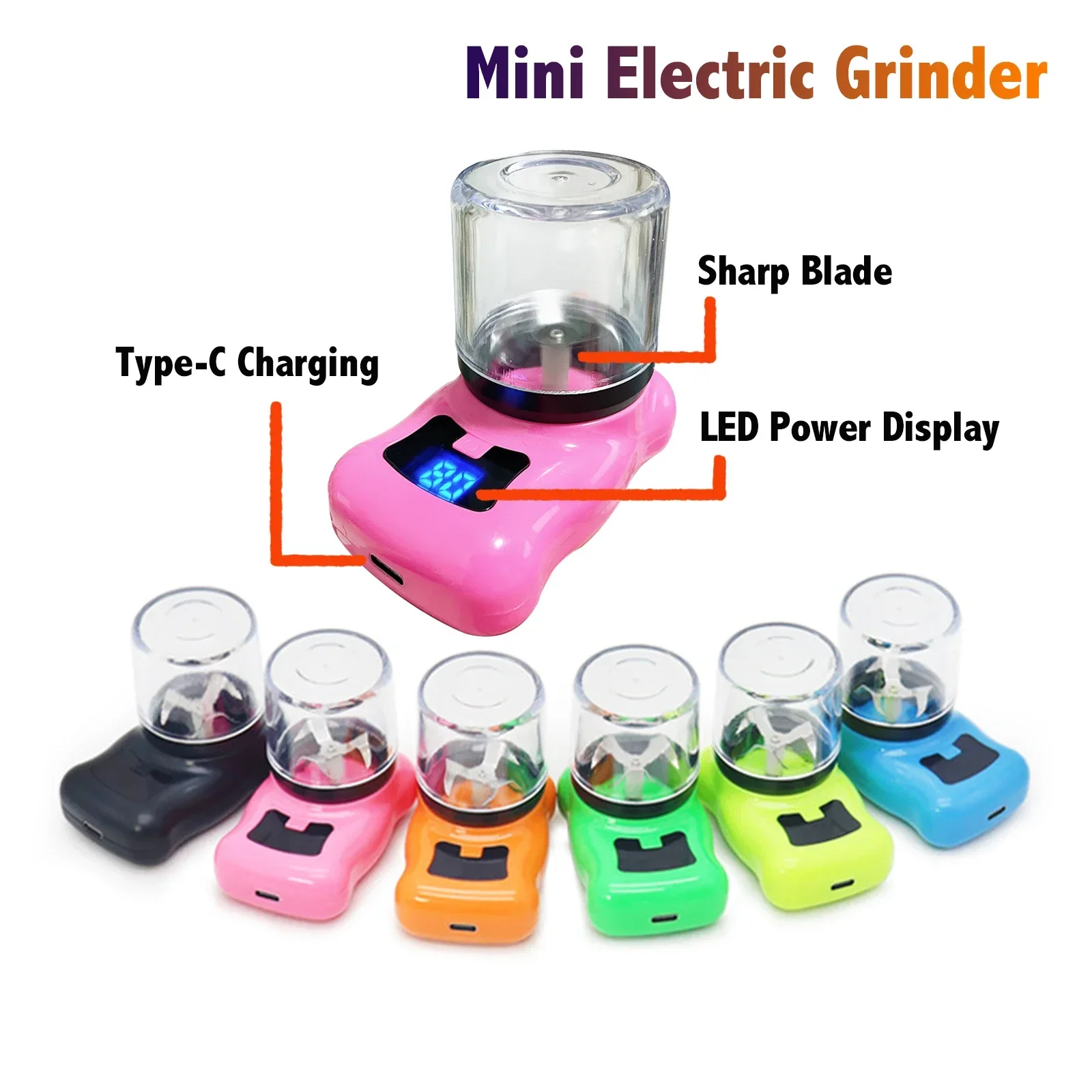 1pc,Mini Electric Grinder, Tobacco Grinder, Smoking Accessories, With Digital display, Type-C Charging Port