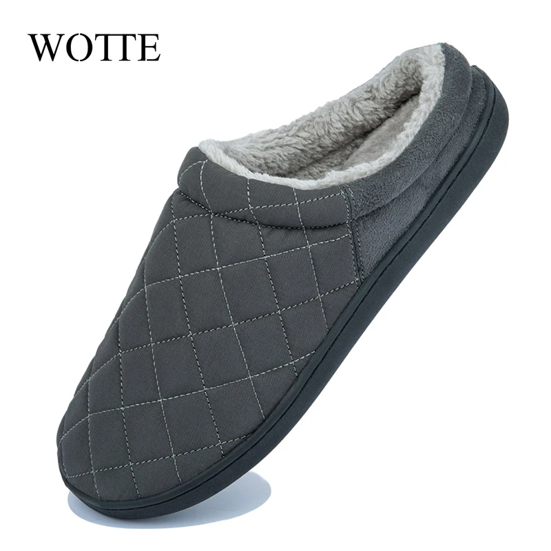 Winter Men Slippers New Winter Suede Slippers Warm Indoor Slipper Waterproof Home House Shoes Men Warm Velvet Fur Knitting Shoes