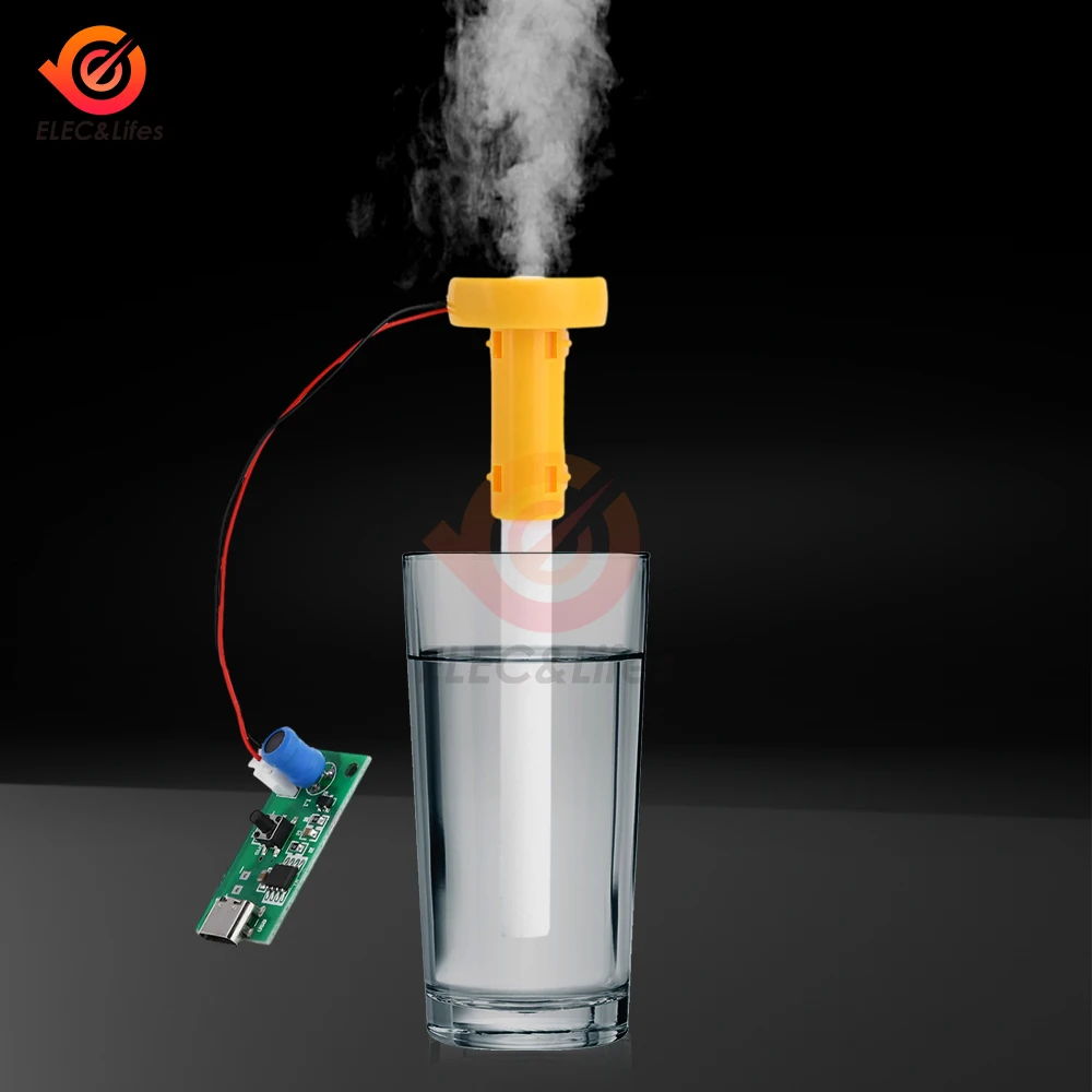 Módulo humidificador de atomización ultrasónica de un solo pulverización DC 5V, accesorios de pulverización, Kit de humidificación DIY con soporte USB tipo c