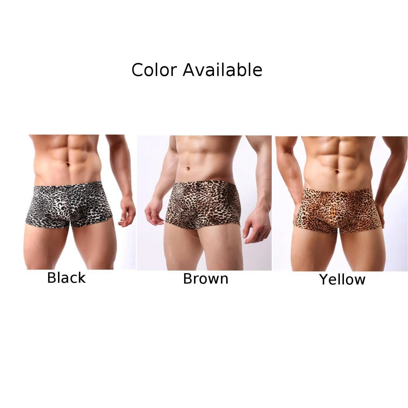 Bóxer con estampado de leopardo para hombre, ropa interior convexa en U, bañador, pantalones cortos, lencería de Fitness, bragas