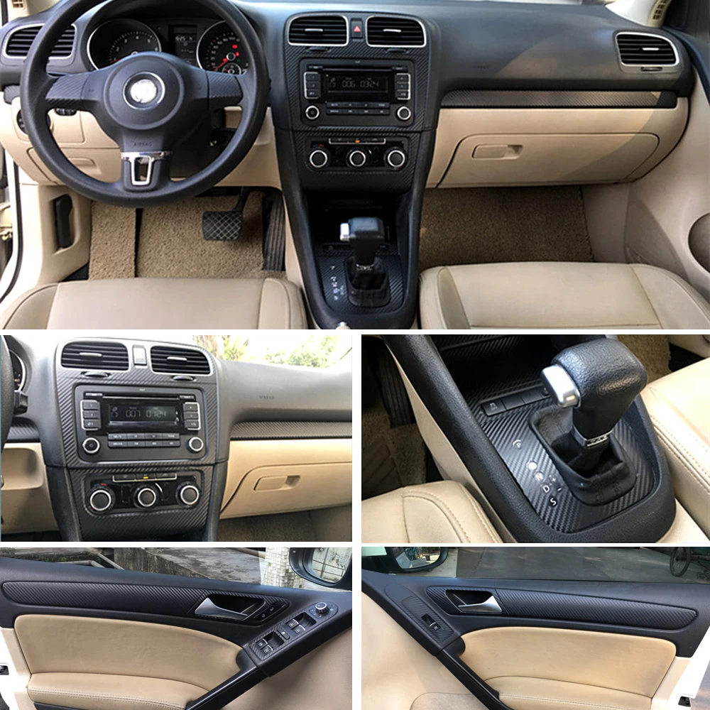 For Volkswagen  Golf 6 GTI R20 MK6 2 doors Interior Central Control Panel Door Handle  Carbon Fiber Stickers Decals Car styling