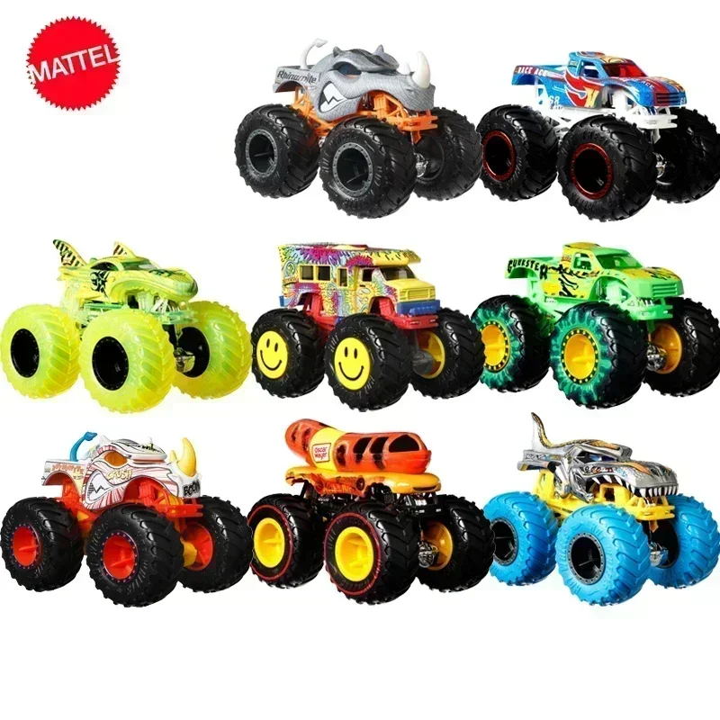 Oryginalny Hot Wheels samochód 1/64 Monster Truck Dargbus Bigfoot Mega Wrex Bone Sharker wąż zabawka gryzak dla chłopców kolekcja dla dzieci prezent