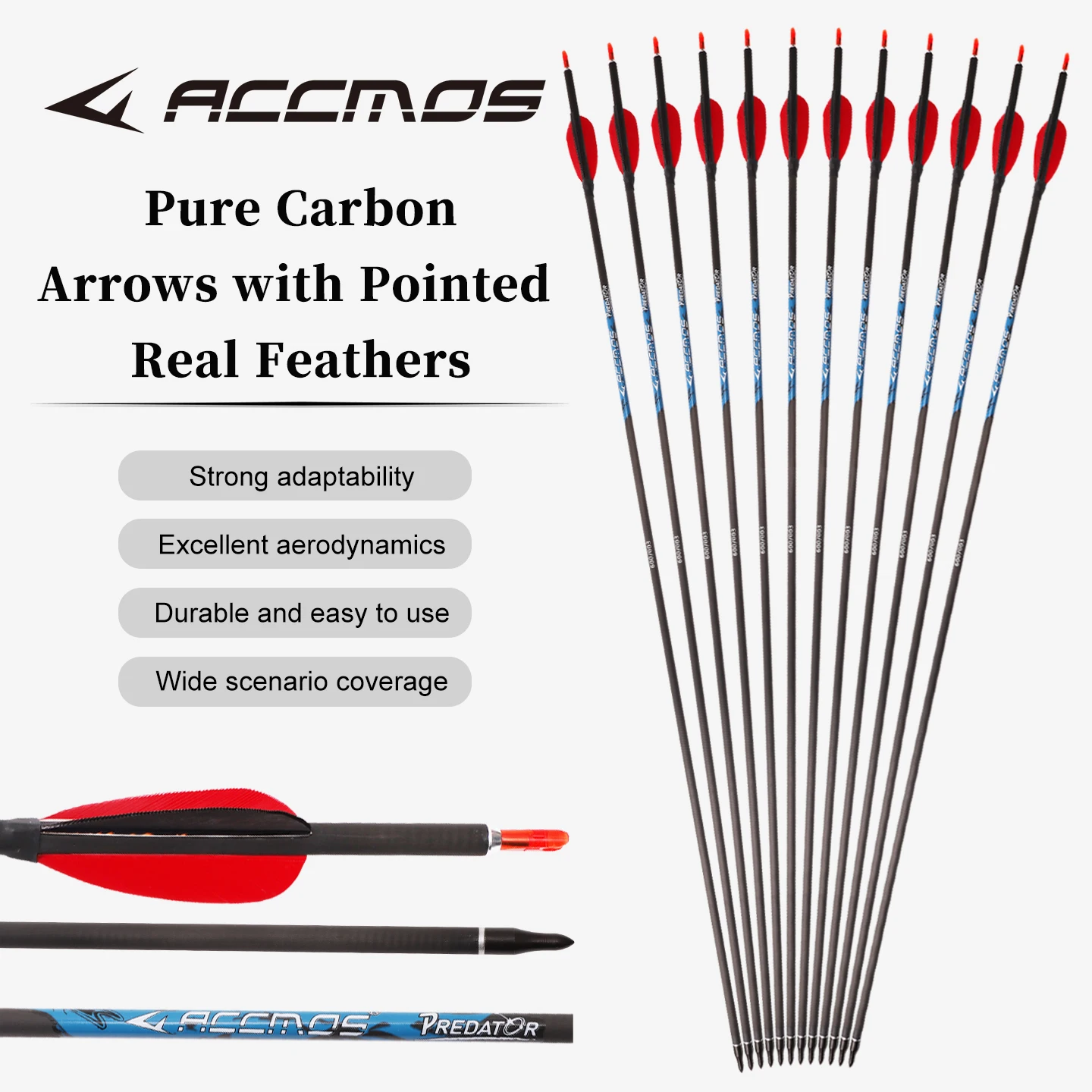 

6/1218pcs Pure Carbon Arrows ID6.2mm 32/33inch Spine 250 300 350 400 500 600 700 800 Arrow for Target Shooting Hunting