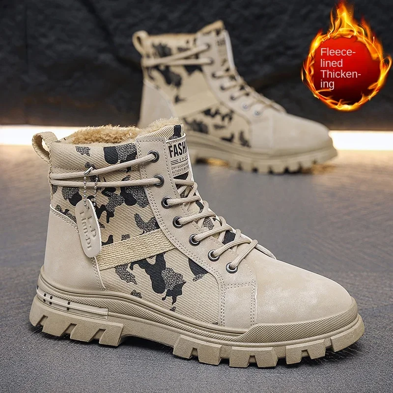 New Top Quality Canvas Men Boots 2024  Lace Up Canvas Shoes Male Ankle Botas Cowboy Motorcycle Boots  Desert Boots Men's