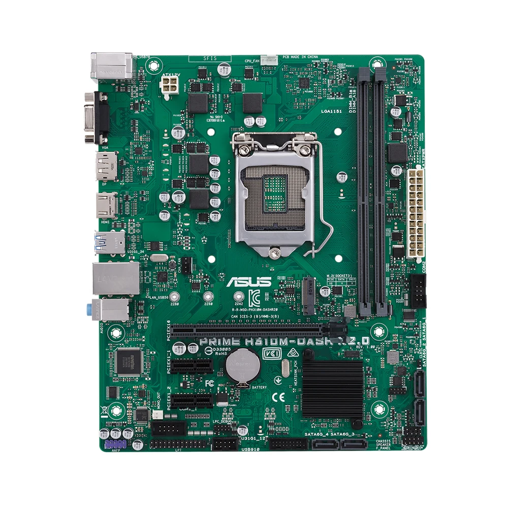 ASUS PRIME H310M-DASH R2.0 Intel H310 Motherboard LGA 1151 8th 9th Gen Socket Supports i3 9100 9300 2 RAM Slot Max. 32GB DDR4