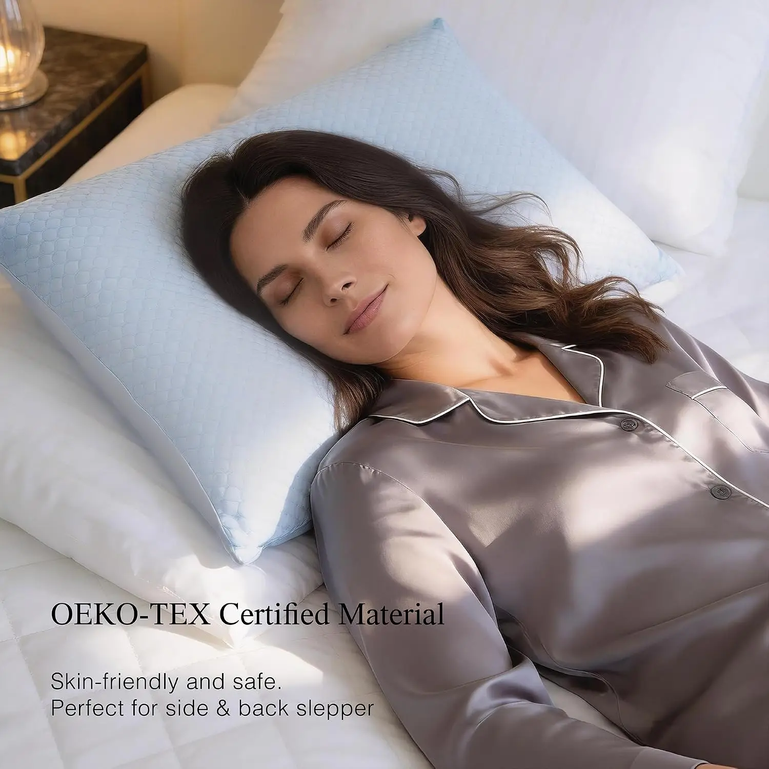 Luxury Hotel Cooling Pillows King Size Set of 2, 500 TC Cotton Cover, Down Alternative - view 3
