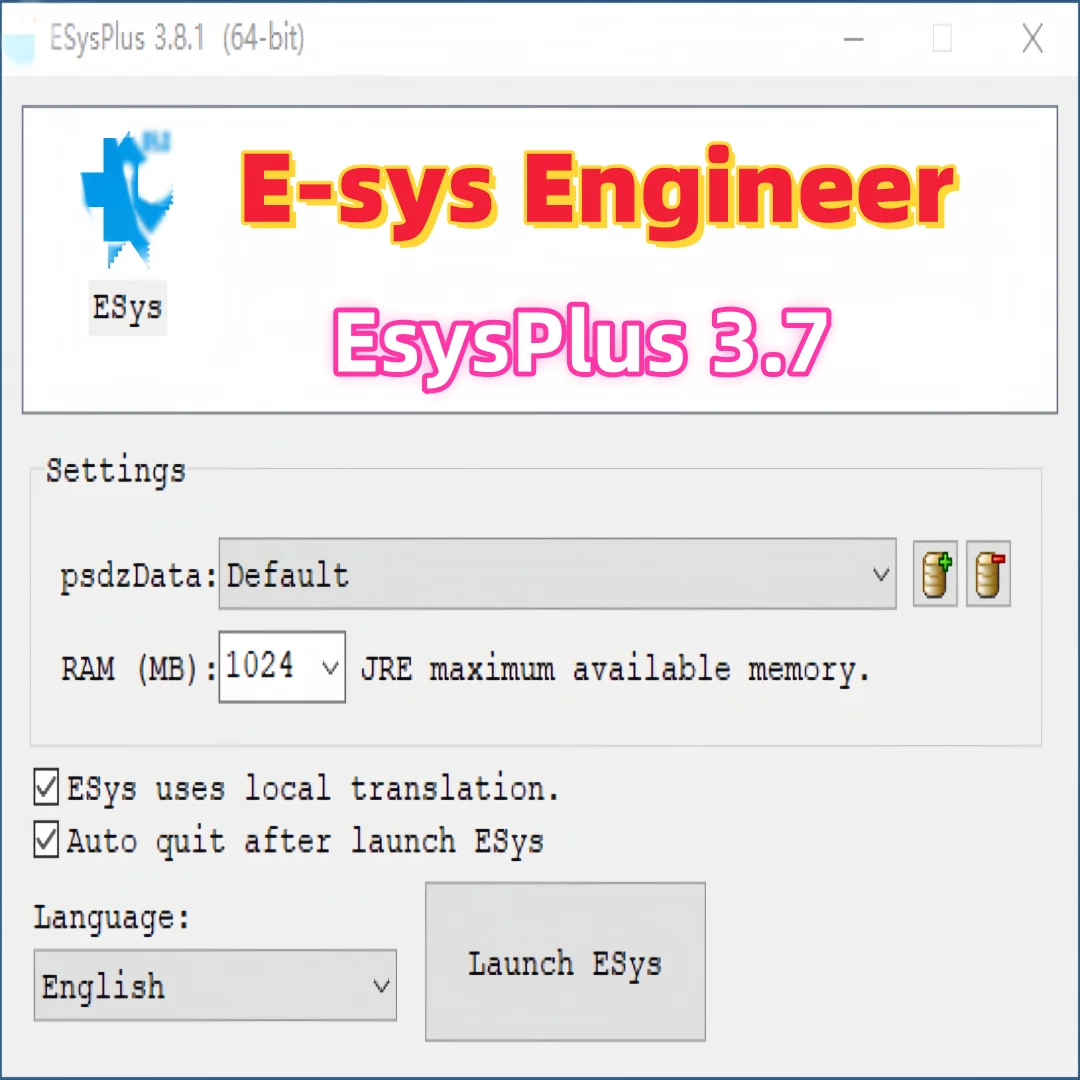 Logiciel E-sys Engineer EsysPlus 3.7 E-Sys 3.34.0 Édition Spéciale Installation à Distance avec + Un Appareil Un Code
