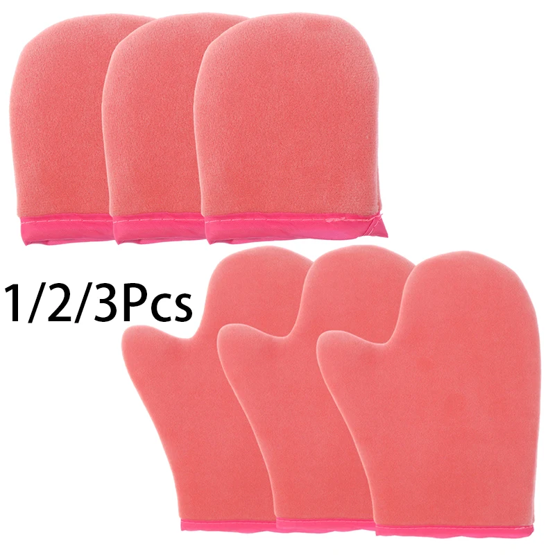 1/2/3Pcs 바디 로션 장갑 셀프 태닝 양면 끈적 거리는 손을 방지 애플리케이터 빠른 건조 플로킹 장갑 메이크업 도구