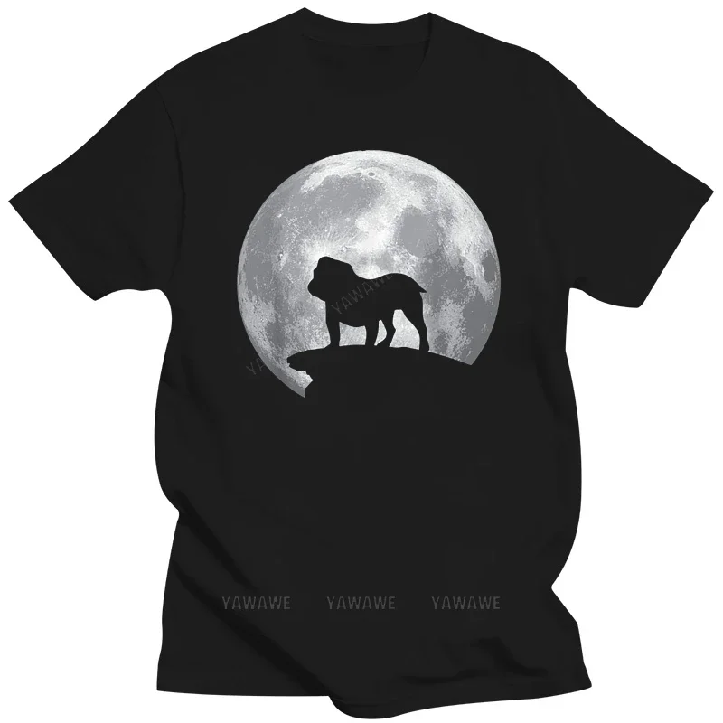 

Men's t-shirts Old English Bulldog And Moon T-Shirt Old English Bulldog Dog Fashion Style Letters Crewneck Tees Discount T Shirt