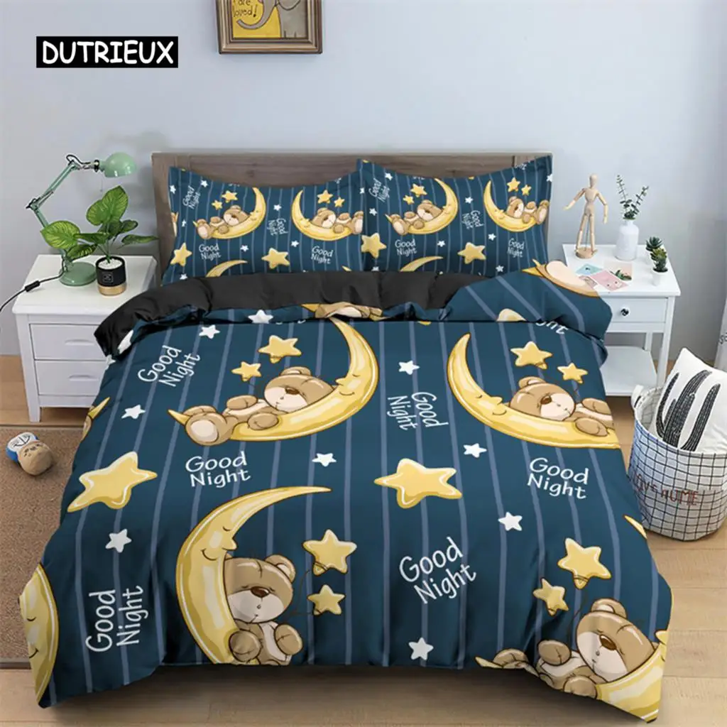 

Cartoon Bear Duvet Cover Cute Animals Comforter Cover Microfiber 2/3PCS Bedding Set Twin Full For Girls Children Kids's Bedroom