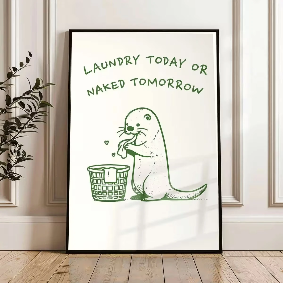Moder Funny Otter Laundry Today Or Naked Tomorrow Wandkunstdruck, Leinwandgemälde, Poster, Bild für Badezimmer, Heimdekoration