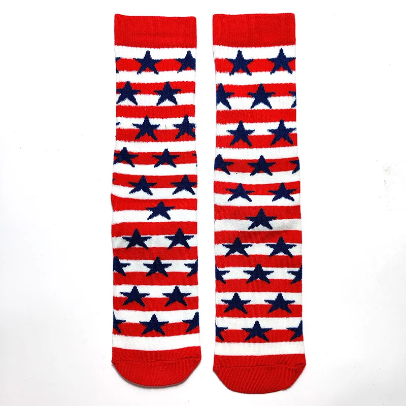 Men Socks Letter Stripe Star Goddess of Liberty Eagle Pattern Couple Socks Gourmet Burger Sandwich Pizza Funny Cotton Socks