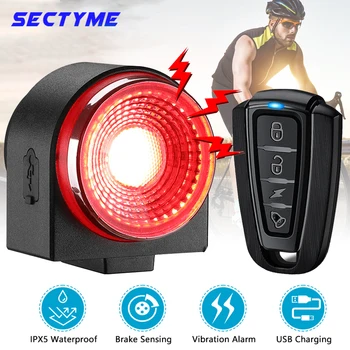 Sectyme A8pro Fahrrad Rücklicht Alarm Bremse Sensing Licht Drahtlose Fernbedienung USB Lade Einbrecher Alarm Fahrrad Hinten Lampe