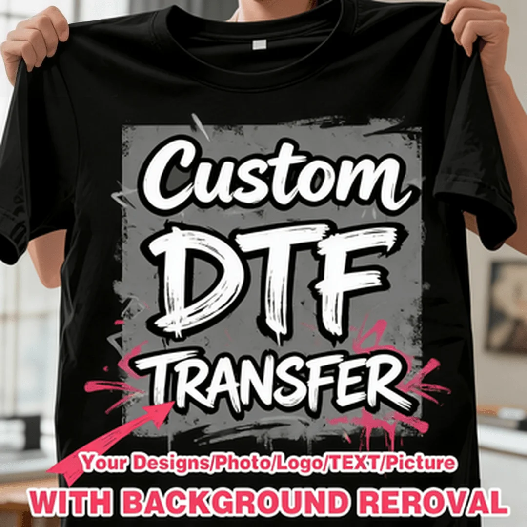 A set of 9 customizable heat transfer stickers, sized from 1.5 to 12.5 inches, with custom logos and text available. Made of high-quality plastic in various colors, featuring durable and vibrant printing, perfect for T-shirts and canvas bags.