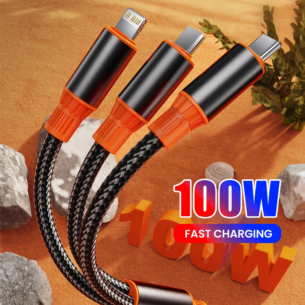 3 in 1 USB Cable Type C Cable Cord For Samsung Xiaomi Huawei USB C Cable For iPhone 15 Pro Phone Charger USB Data Cable