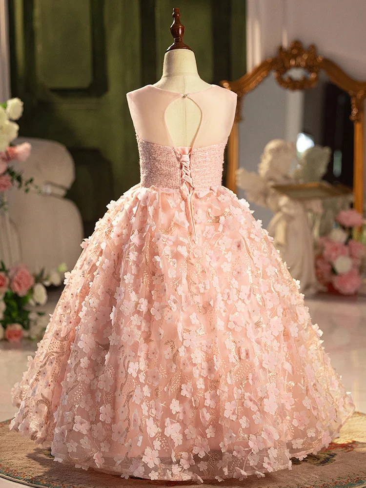 New Gorgeous Princess Ball Gown Dress Kids Flowers Girls Dresses For Weddings birthday Party Evening Dress First communion dress