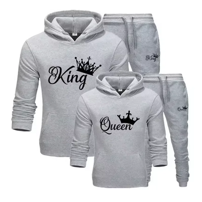 

King's Print Осень/Зима Спортивная рубашка на открытом воздухе Толстовка Спортивный комплект Комплект из 2 предметов: Комплект рубашки + брюк Спортивная одежда с капюшоном