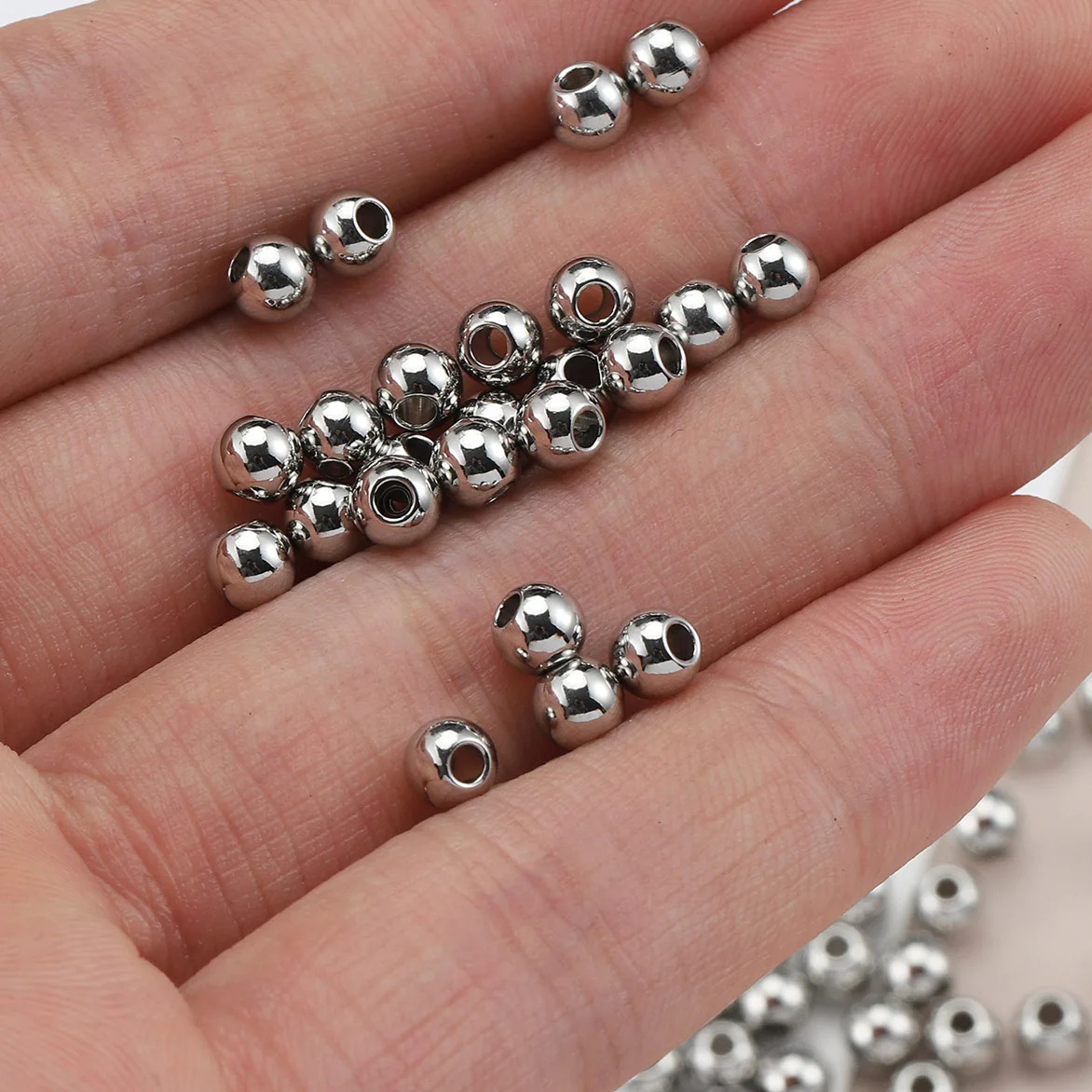 Perles d'espacement en acier inoxydable, trou droit, perle pour bijoux, bricolage exécutif, bracelet artisanal, accessoires, résultats, 100 pièces, 2-5mm