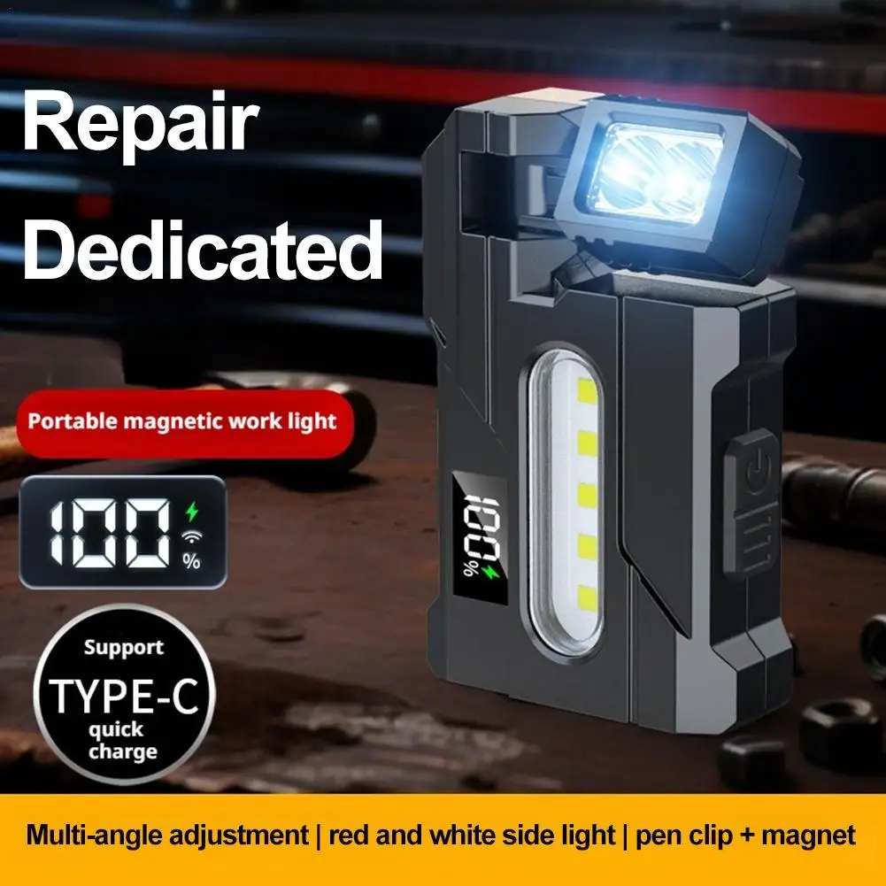 Multifunctional Magnetic Multi-Angle Rotatable Flashlight With Charging Cable Portable Outdoor Torch Light Camping Warning Lamp