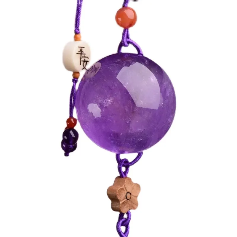 Natural amethyst ball cart hanging car rearview mirror pendant transfer ball men's and women's car round home pendant ornament