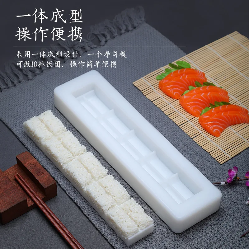 Sushi-Formen-Set, Dreieckige Onigiri-Reisballpresse & Gunkan-Sushi-Maker 10 Stück