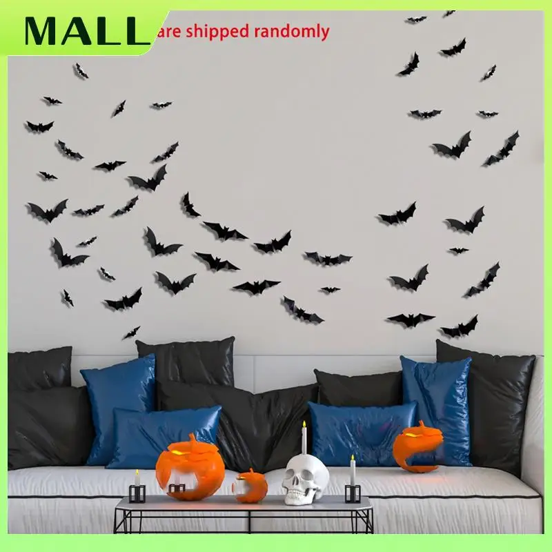

MALL Halloween Decoration 3D Black PVC Bat Halloween Party DIY Decor Wall Sticker Bar Room Halloween Party Scary Props