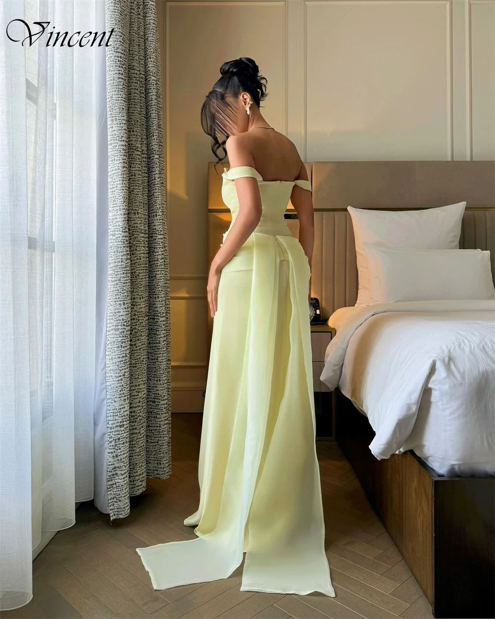 Элегантное светло-желтое вечернее платье из джерси по индивидуальному заказу, классические вечерние платья с открытыми плечами, блестящее платье для выпускного вечера с кристаллами для женщин