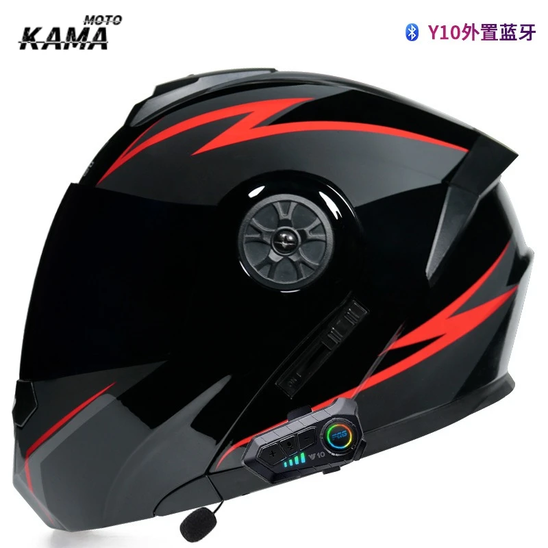 

Orz Bluetooth Motorcycle Helmet Full Face Racing with Double Sun Visor Women Man Flip Up Double Lens for All Seasons Capacete